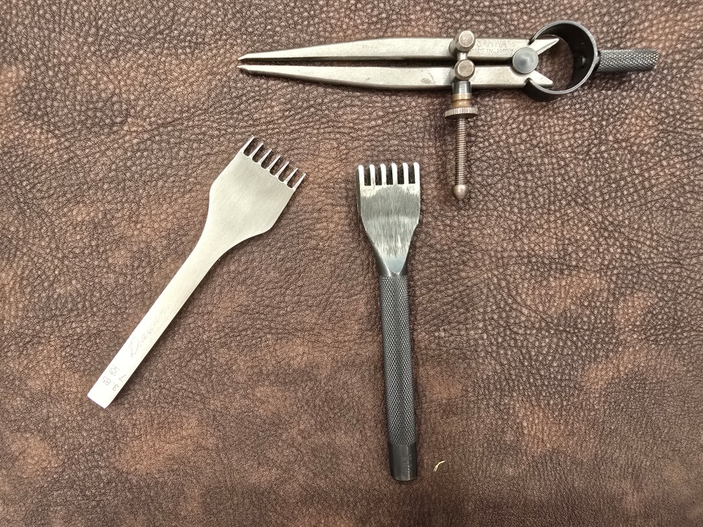 가죽공예 디바이더 사용법: 사선치즐 2mm·마름치즐 2.5mm 간격과 곡선 긋기